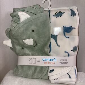 Carter’s 2-Pack Towel Set Dinosaur Hooded Towel + Bath Towel Baby Toddler Kids